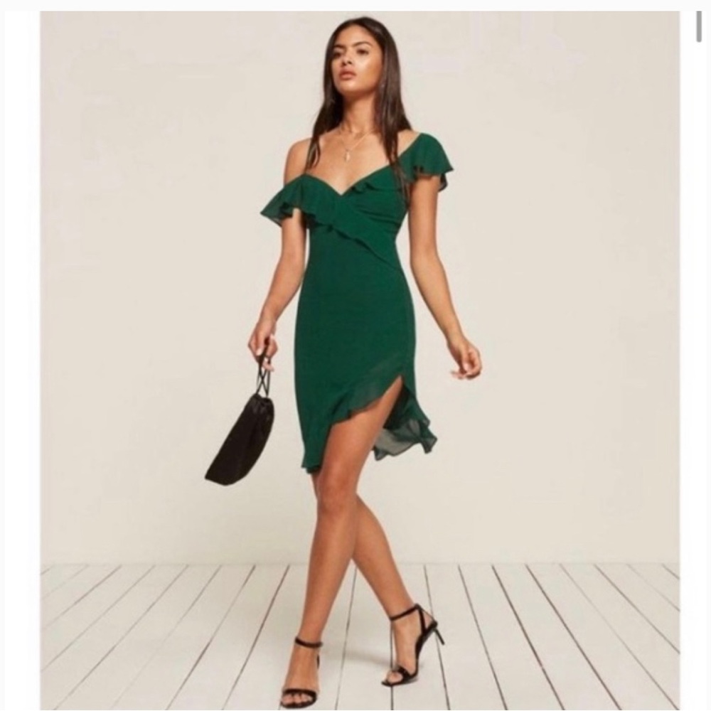 Reformation Adora Dress in Emerald